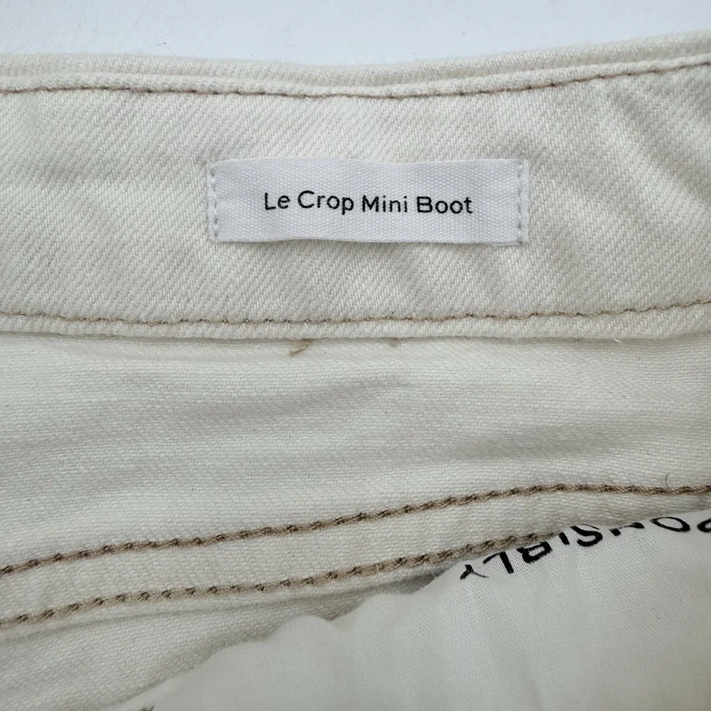 FRAME Le Crop Mini Boot Off White Denim Jeans Size 28 Raw‎ Hem Cropped - Picture 7 of 9